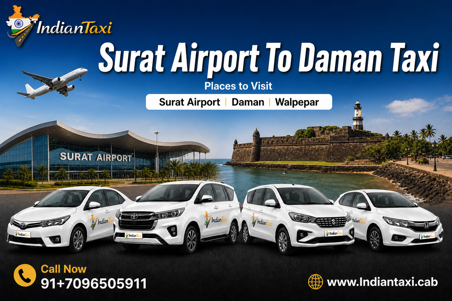 Surat Airport To Daman Taxi Distance Cab – Affordable One Way Taxi