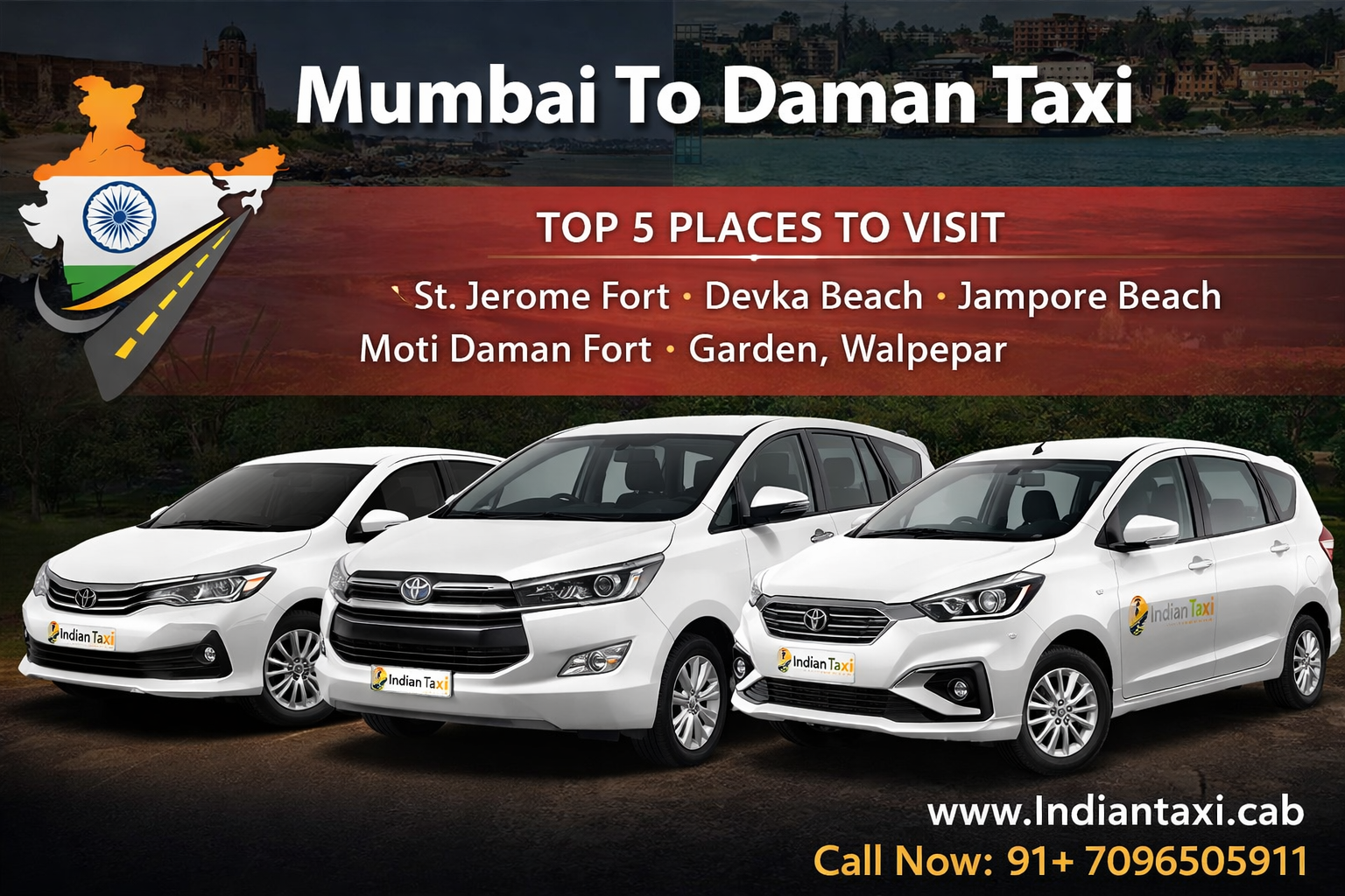 Mumbai To Daman Taxi Guide: Distance, Time & Tips | Indian Taxi