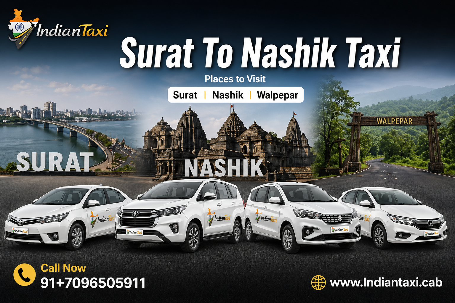 How many kilometers from Surat to Nashik by road?